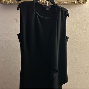 VintageDonna Karan Classic black summer Marino wool dress